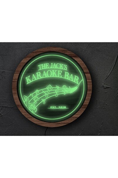 Bk Gift Kişiye Özel Led Işıklı Yuvarlak Bar Tabelası, Işıklı Tabela, Bar Deko...