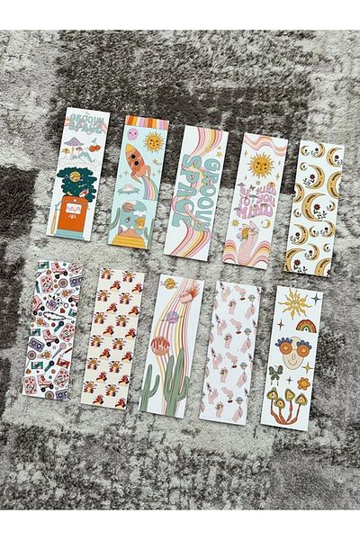 Paytak Moda Groovy Colorful Design Mixed 10 Pieces Bookmark Set Pytkayrac76