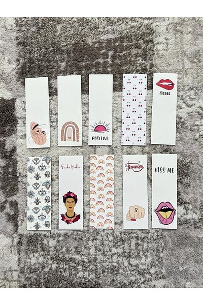 Paytak Moda Feminist Women's Design Mixed 10 Pieces Bookmark Set Pytkayrac86