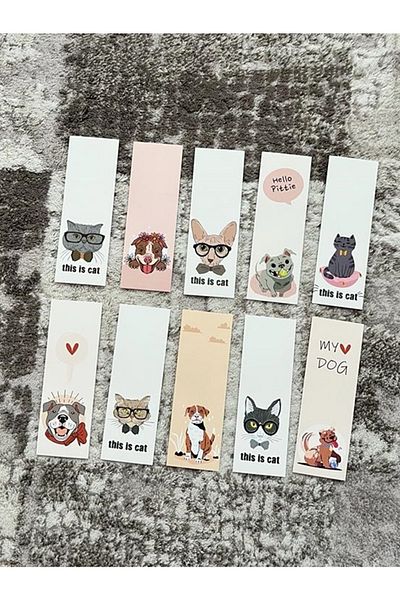Paytak Moda Cat Dog Animal Design Mixed 10 Pieces Bookmarks Set Pytkayrac101