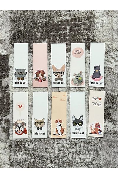 Paytak Moda Cat Dog Animal Design Mixed 10 Pieces Bookmarks Set Pytkayrac101