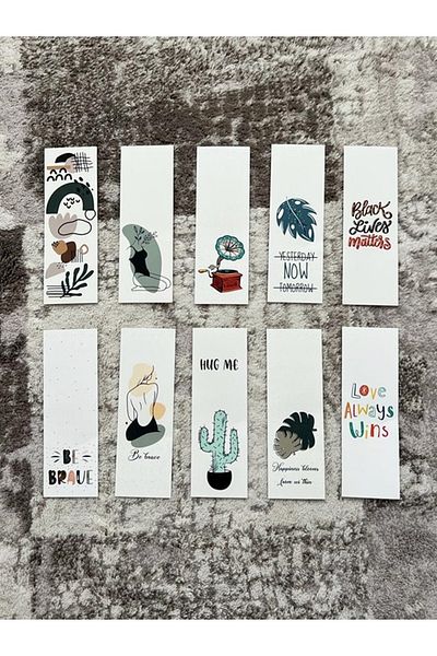 Paytak Moda Motto Design Colorful Mixed 10 Pieces Bookmark Set Pytkayrac104