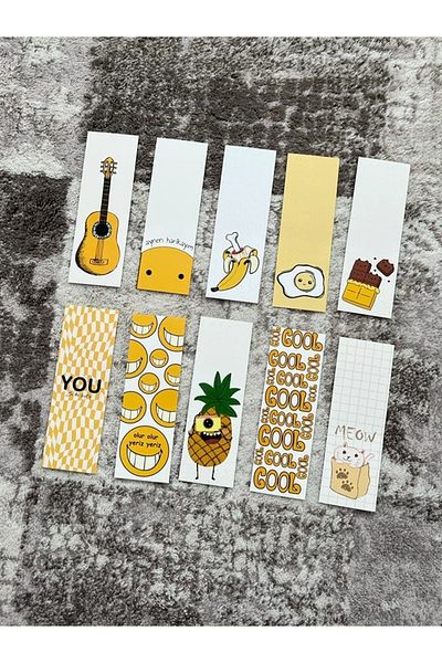 Paytak Moda Yellow Guitar Design Colorful Mixed 10 Pieces Bookmark Set Pytkayrac110