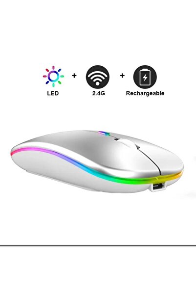 Alfa MEC Tüm Cihazlara Uyumlu Mouse Bluetooth Wireless Şarjlı Fare 2.4g Macbook Ipad Bilgisayar Telefon