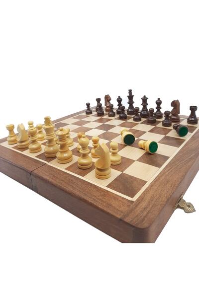 Eser Oyun Komple Ahşap Mıknatıslı Satranç Ve Tavla Takımı Orta Boy (36cm)