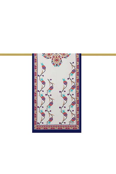 Bursa İpek Gold Navy Blue Sequence Tulip Silk Scarf