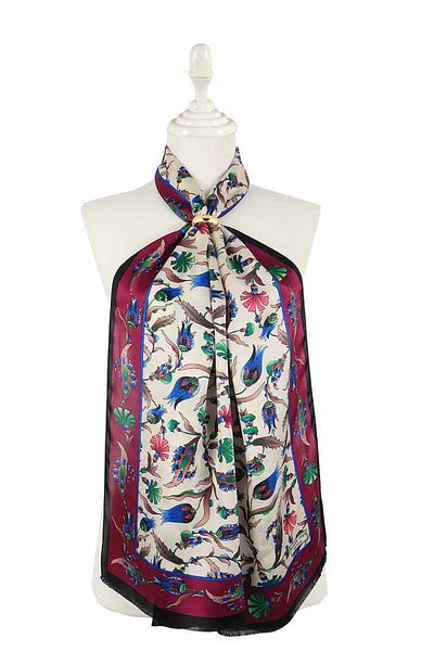 Bursa İpek Purple Black Carnation Tulip Silk Scarf
