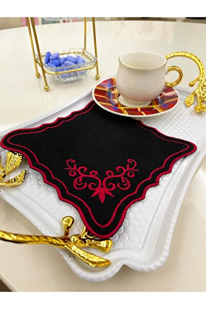 AYNAKIŞÇEYİZ 6-штучний набір серветок та підставки під чашки з вишивкою у виг...