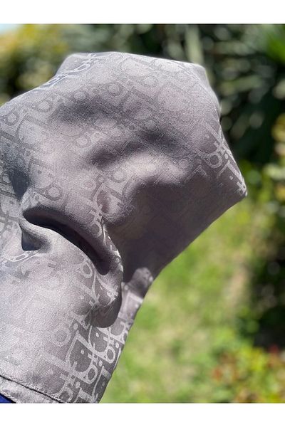 FRESCO SCARFS Γυναικείο σάλι Hijab Μεταξένιο βαμβακερό Ζακάρ D με σχέδιο*καπνιστό
