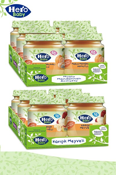 Hero Baby 125 gr Karışık Meyveli Kavanoz Mama 12 Adet 6 Aylık, 5 Aylık Paketi