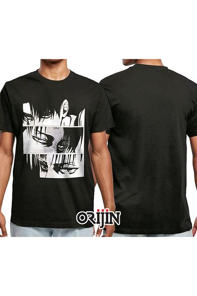 Orijin Tekstil Attack On Titan Eyes Of Characters Εκτυπωμένο Unisex Μαύρο Tshirt