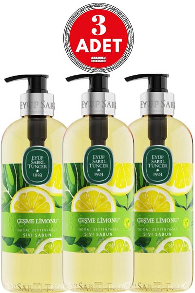 Eyüp Sabri Tuncer Çeşme Lemon Natural Olive Oil Liquid Soap 500 Ml 3 Pieces