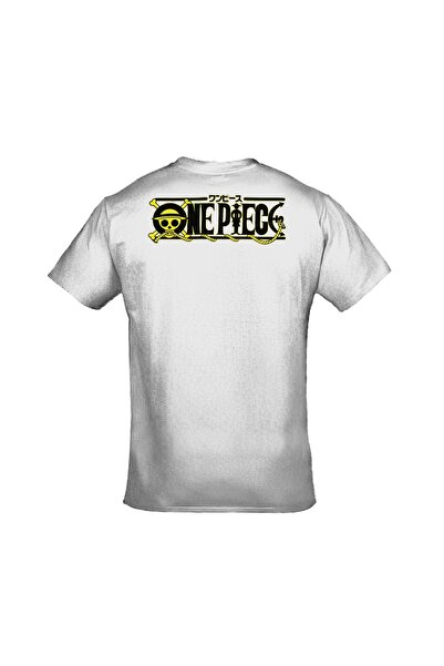 Orijin Tekstil One Piece Pirate Alliance Heart Pirates Strawhat Pirates Μπροστά πίσω με στάμπα Unisex Λευκό μπλουζάκι