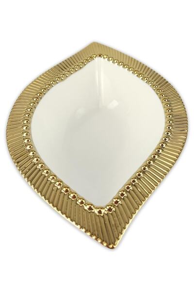 Digithome Golda Porselen 16 Cm Yaprak Mini Porselen Salata Kasesi Gold - Yf247 C320.113