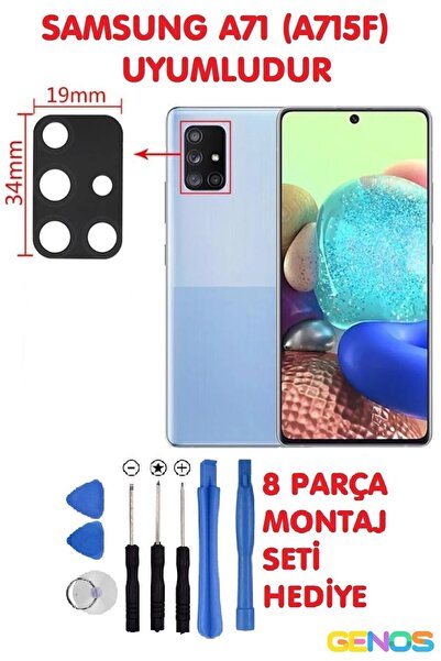 Genos Samsung Galaxy A71 (a715f) Arka Kamera Camı Kamera Camı Lensi + Montaj Set