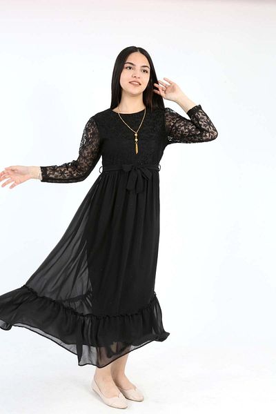 TheJOJODesign Black Tulle Fabric Girl's Graduation, Wedding and Special Occasions Evening Dress