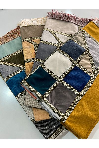 AYHANHOME 4 Pieces Patchwork Patchwork Velvet Lined Dowry Gift Prayer Rug