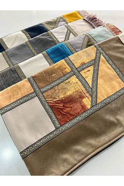AYHANHOME 4 Pieces Patchwork Patchwork Velvet Lined Dowry Gift Prayer Rug