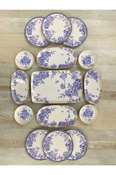 PORLİSTAN 15 Pieces Spring Time Breakfast Set for 6 People - Luxury Breakfast Presentation Set Plate