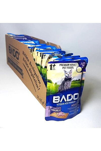 Bado Yetişkin Yaş Kedi Maması Tavuklu 85 Gr. X 12 Adet