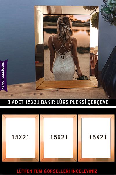 bymat 3 Pieces 15x21 A5 Copper Mirror Plexiglass Frame - Luxury Plexiglass Frame