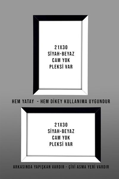 bymat A4 Black-white Frame Without Glass - MDF PVC 21x30 A4 Certificate Frame