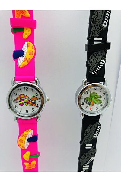 Shem 3D Patterned Children's Wristwatch with Silicone Cord, 2 Pieces