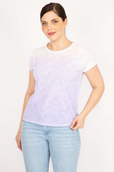 Şans Women's Plus Size Lilac Low Sleeve Blouse 65n22744