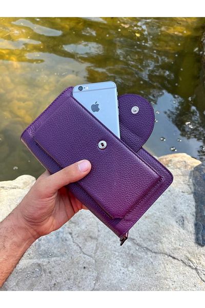 DERKON Oslo Hand-held Purple Wallet with Phone Compartment