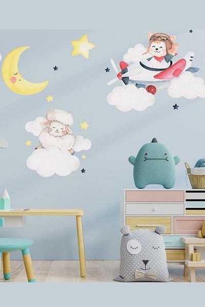 Sim Tasarım Baby Animals And Aydede Wall Sticker Set