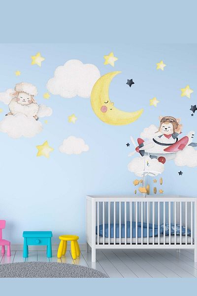 Sim Tasarım Baby Animals And Aydede Wall Sticker Set
