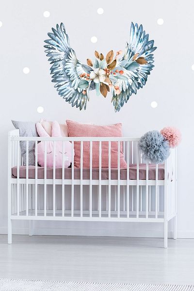 Sim Tasarım Colorful Blue Angel Wing Wall Sticker Set