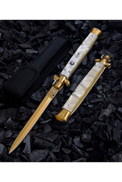 John Connely Akc Italyan Model Kaliteli Sedef Kabze Gold Stiletto Çakı - 33 Cm