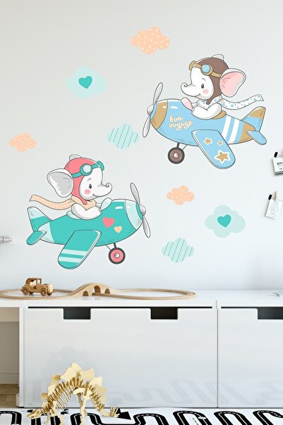 Sim Tasarım مجموعة ملصقات حائط على شكل فيل طيار مزدوج