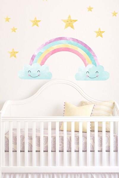 Sim Tasarım Gökkuşağı Ve Yıldızlar Duvar Sticker Seti