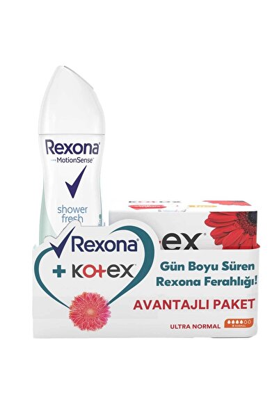 Rexona Deodorant 150 Ml Shower Fresh + Kotex Hijyenik Ped Ultra Normal 8'li