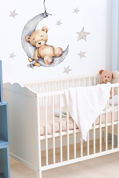 Sim Tasarım Sevimli Uykucu Ayıcık Duvar Sticker Seti