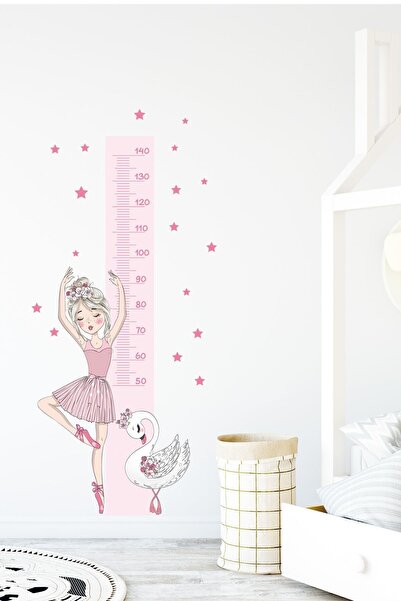 Sim Tasarım Σετ αυτοκόλλητων τοίχου με μετρητή ύψους ροζ μπαλαρίνας