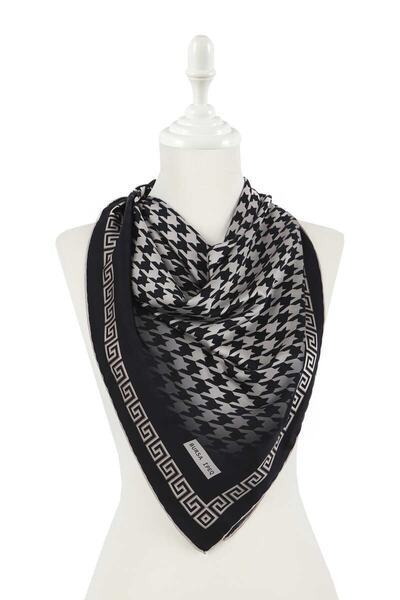 Bursa İpek Μεταξένιο κασκόλ Mink Black Houndstooth