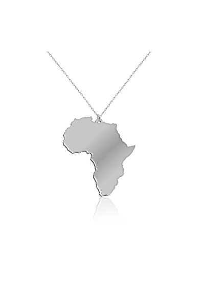 Slons Aksesuar 925 Ayar Gümüş Minimalist Sade Afrika Kıtası Kolye Özel Üretim...