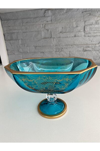 ALANYA HOME DECOR El Imalatı Dekorlu Cam Ayaklı Meyvelik Kondol Dekor 25x15x1...