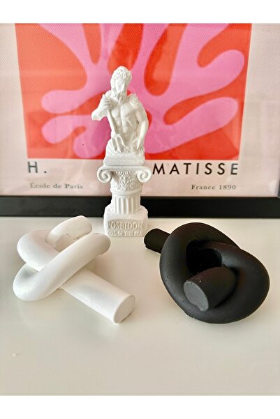 Denis Atelier Siyah Ve Beyaz Şamdan Mumluk Ve Posedıon 3'lü Set