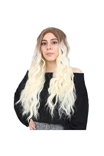 Genel Markalar Su Dalgası Uzun Perçemsiz Fiber Sentetik Peruk / Kumral / Plat...
