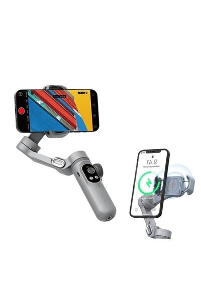 PİNK İTHALAT Gimball Gri Cep Telefon Sabitleyici Katlanabilir Ios/android Yüz...