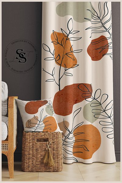 SasoHome Flori suprareale imaginare frunze catifea cu model 140 X 270 Cm Calitate - Cortina de fundal imprimata digital