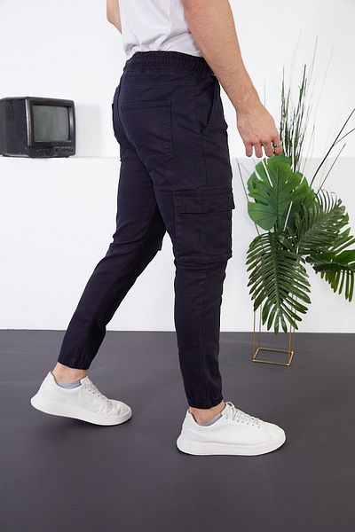 İMPOSİNG Jager Navy Blue Cargo Pants with Elastic Waist and Leg Legs