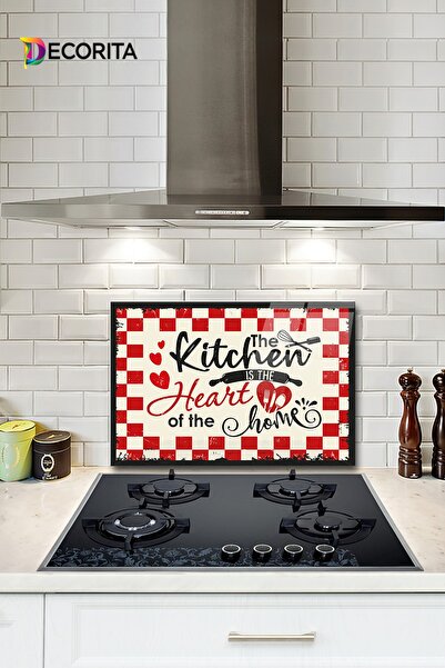 Decorita Cam Ocak Arkası Koruyucu | Kitchen Heart | 40cm X 60cm
