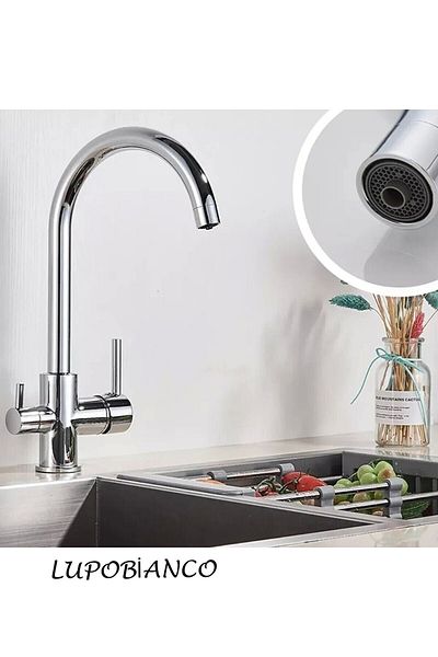 MOONSHOP Purified Luxury 3 Way Chrome Cane Kitchen Sink Faucet