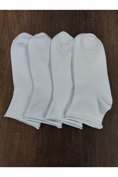 ercey's 4 Çift Kısa Konç Lastiksiz Çorap Pamuklu Dikişsiz Premium Seri