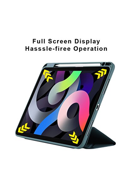 Israh iPad Mini 2021 (6.Nesil) için Uyumlu Kılıf Tri Folding Kalem Bölmeli Ka...